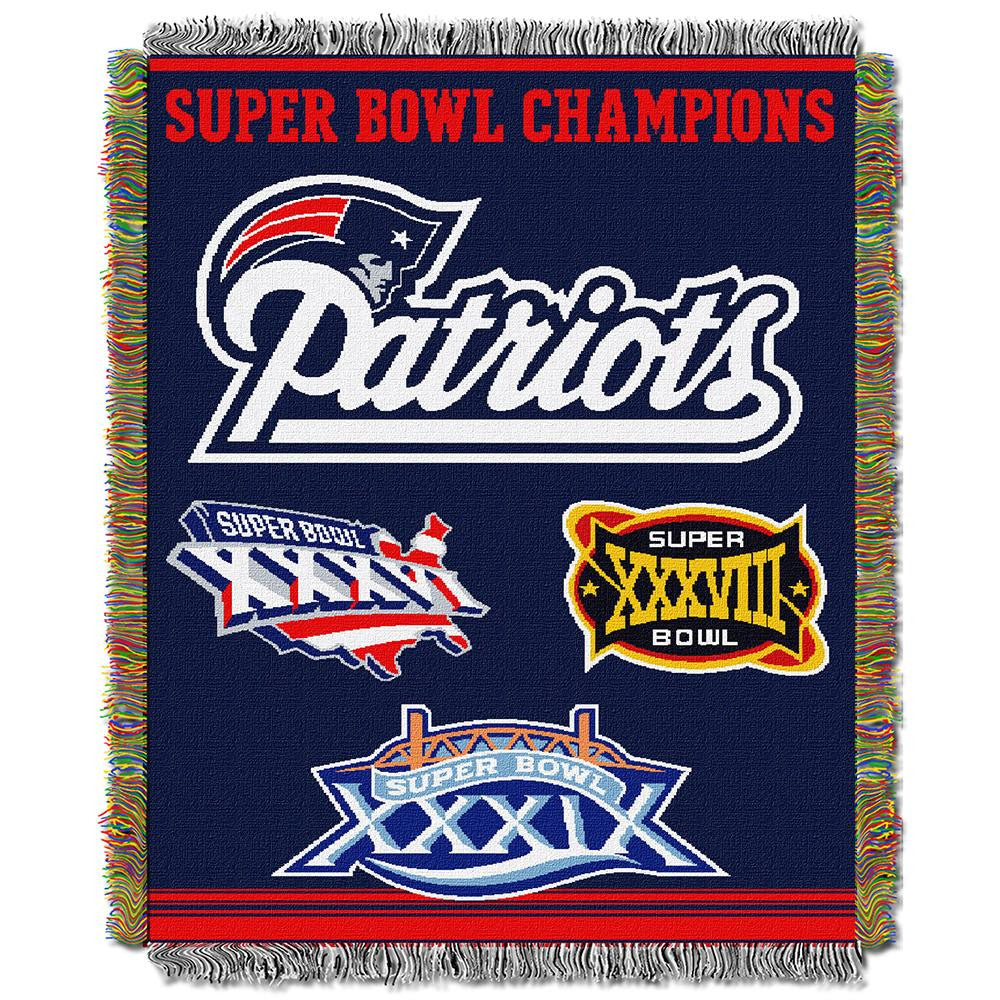 New England Patriots NFL Super Bowl Commemorative Woven Tapestry Throw (48x60)