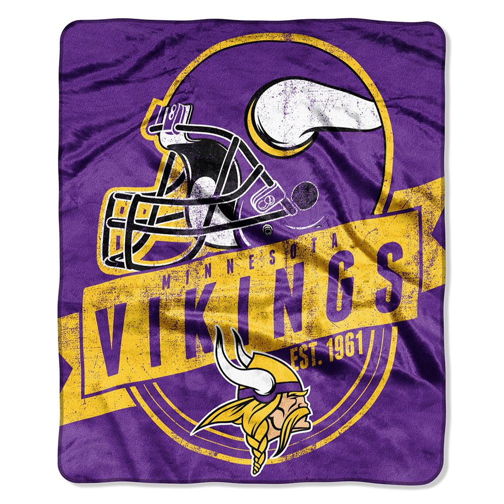 Minnesota Vikings NFL Royal Plush Raschel Blanket (Grand Stand Raschel) (50in x 60in)