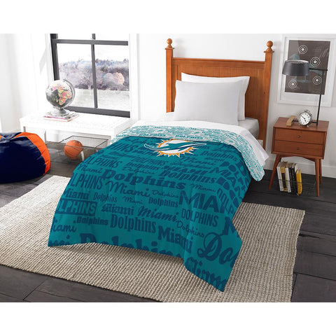 Miami Dolphins NFL Twin Comforter (Anthem) (64 x 86)