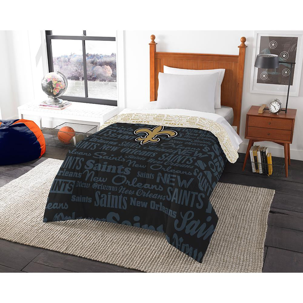 New Orleans Saints NFL Twin Comforter (Anthem) (64 x 86)