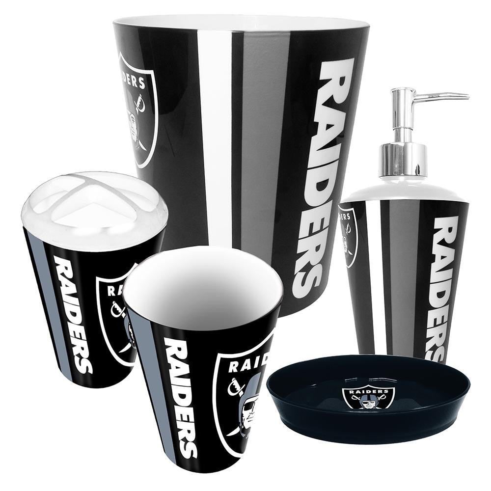 Oakland Raiders NFL Complete Bathroom Accessories 5pc Set