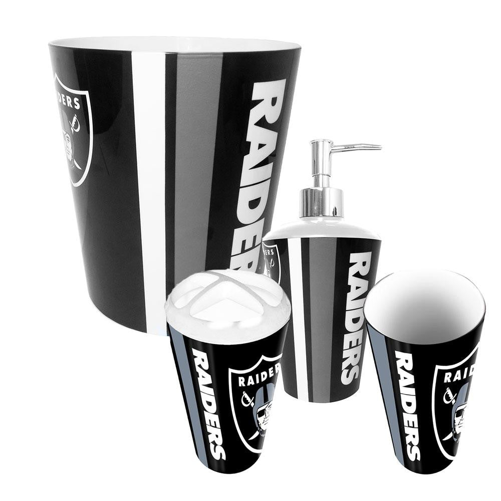 Oakland Raiders NFL Complete Bathroom Accessories 4pc Set