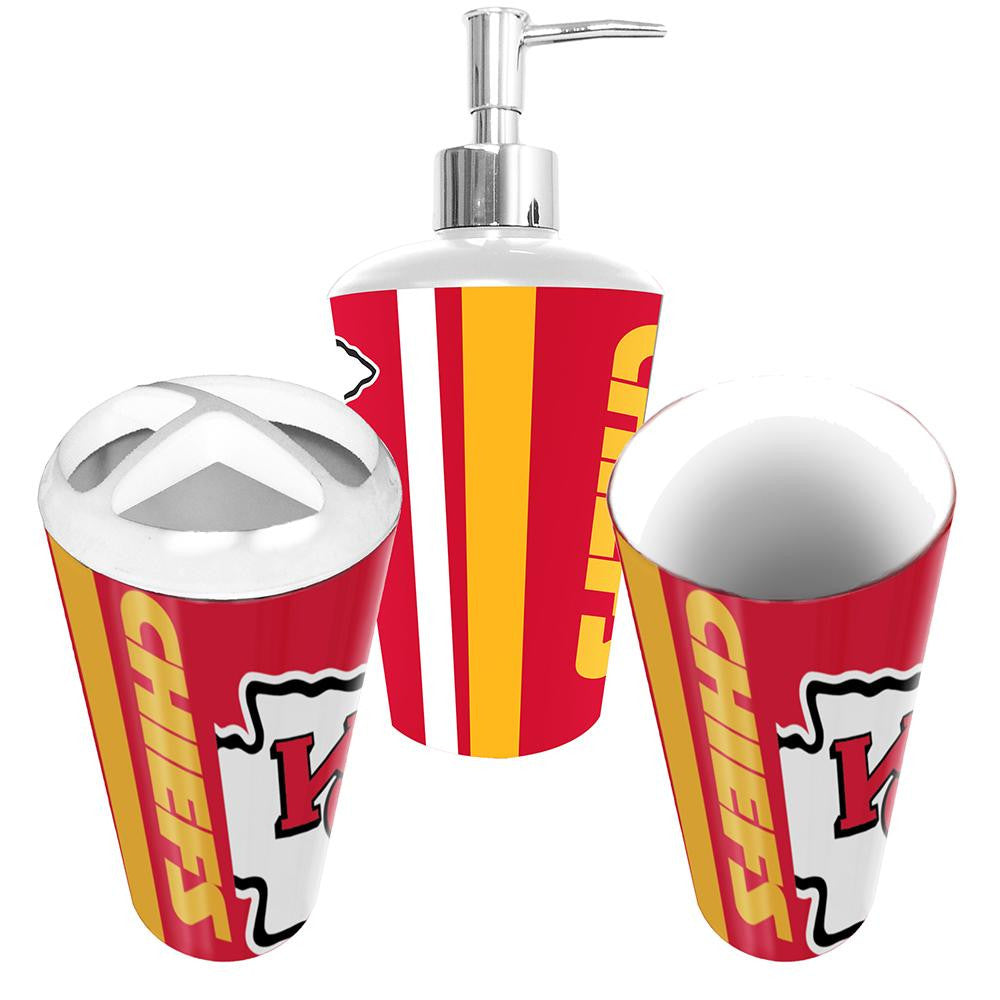 "Kansas City Chiefs NFL Bath Tumbler, Toothbrush Holder & Soap Pump (3pc Set)"