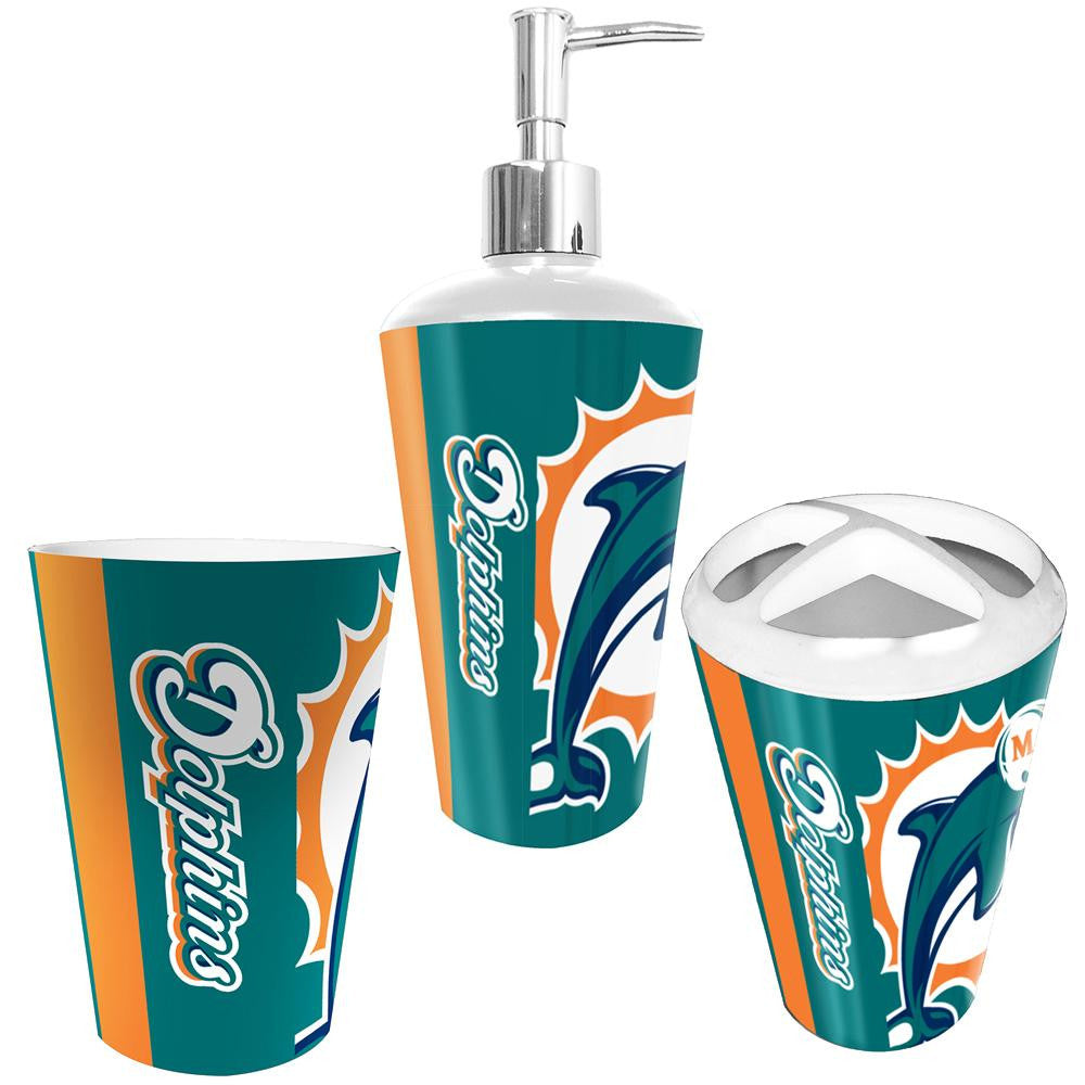 "Miami Dolphins NFL Bath Tumbler, Toothbrush Holder & Soap Pump (3pc Set)"