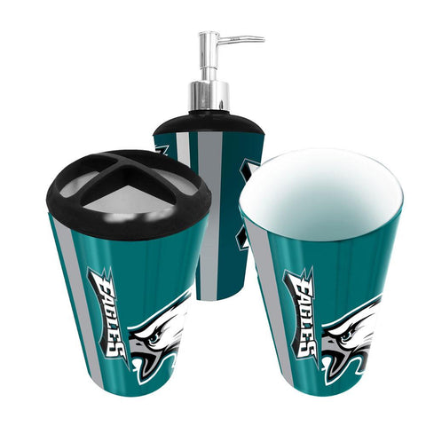 Philadelphia Eagles NFL Bath Tumbler, Toothbrush Holder & Soap Pump (3pc Set)