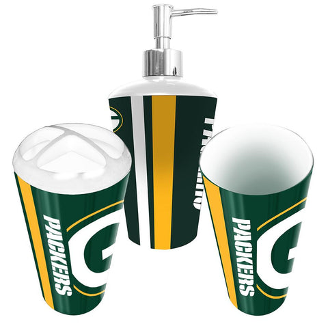 "Green Bay Packers NFL Bath Tumbler, Toothbrush Holder & Soap Pump (3pc Set)"