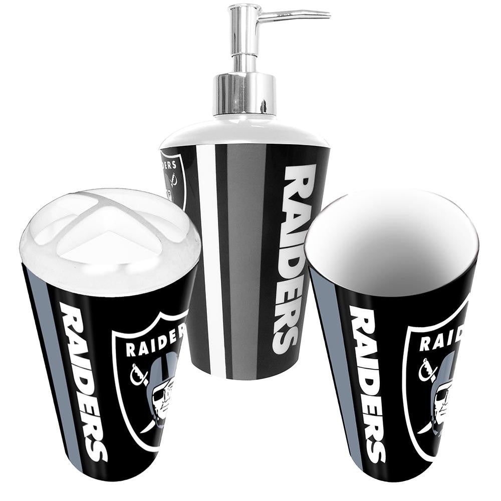 "Oakland Raiders NFL Bath Tumbler, Toothbrush Holder & Soap Pump (3pc Set)"