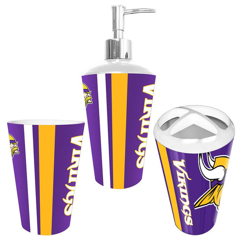 "Minnesota Vikings NFL Bath Tumbler, Toothbrush Holder & Soap Pump (3pc Set)"