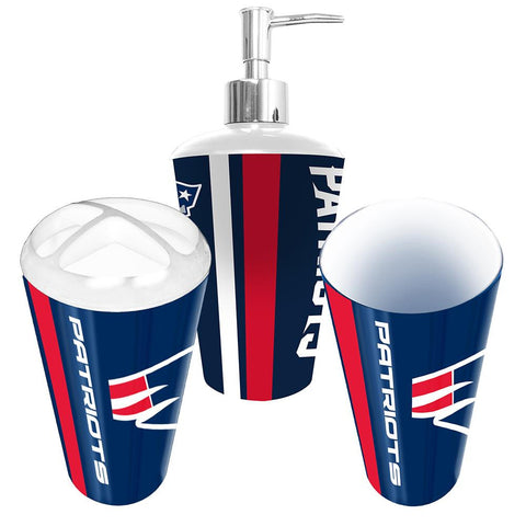 "New England Patriots NFL Bath Tumbler, Toothbrush Holder & Soap Pump (3pc Set)"