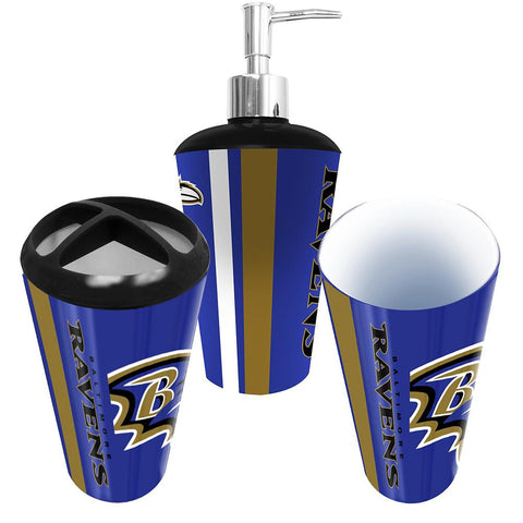 "Baltimore Ravens NFL Bath Tumbler, Toothbrush Holder & Soap Pump (3pc Set)"