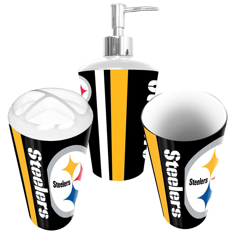 "Pittsburgh Steelers NFL Bath Tumbler, Toothbrush Holder & Soap Pump (3pc Set)"