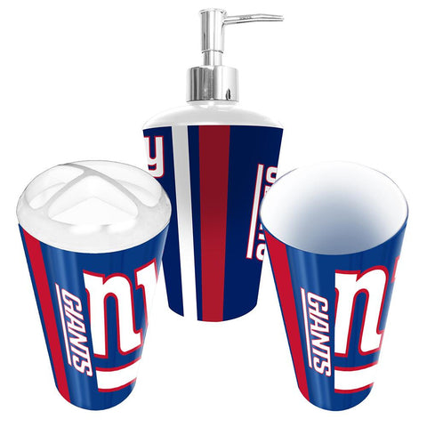 "New York Giants NFL Bath Tumbler, Toothbrush Holder & Soap Pump (3pc Set)"