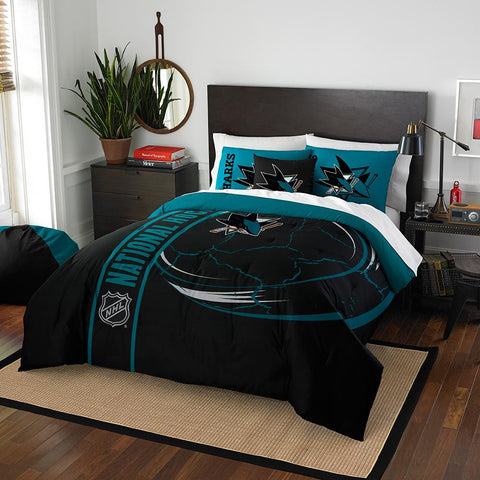 San Jose Sharks NHL Full Comforter Set (Soft & Cozy) (76 x 86)