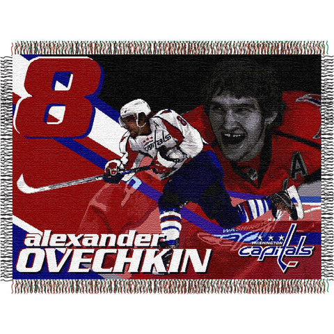 Alexander Ovechkin #8 Washington Capitals NHL Woven Tapestry Throw (48x60)