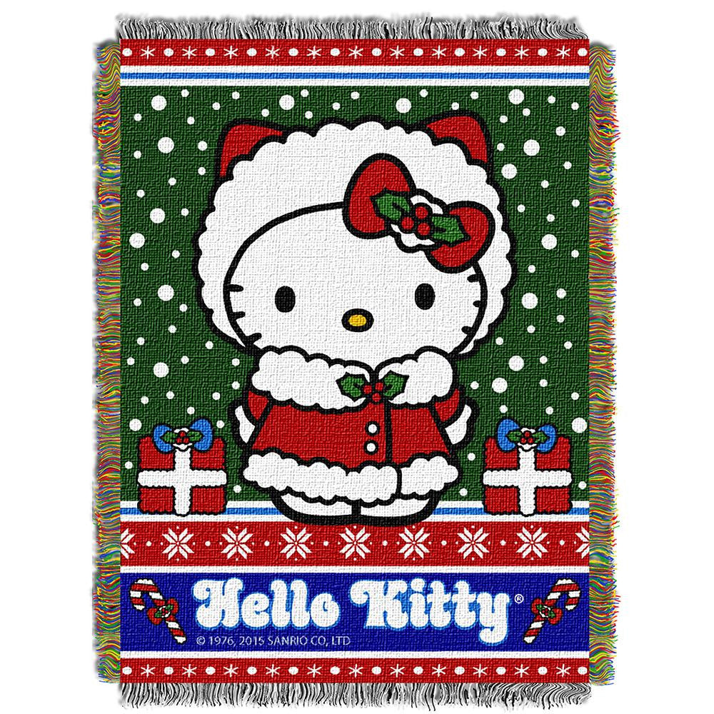 Hello Kitty Snowy Kitty  Woven Tapestry Throw (48inx60in)