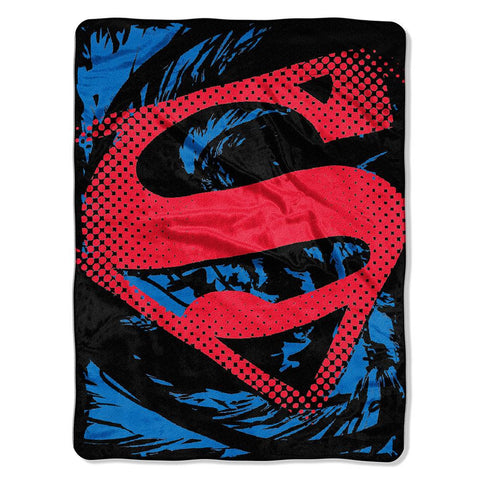 Superman - Super Rip Shield  Micro Raschel Blanket (46in x 60in)