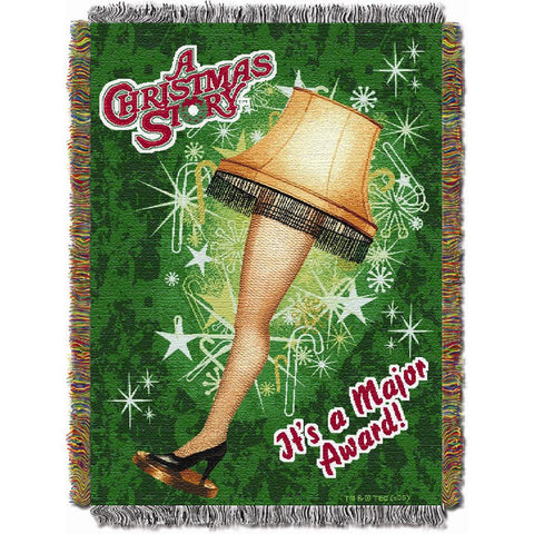 Xmas Store Holiday Leg Lamp Triple Woven Jacquard Throw (48x60)