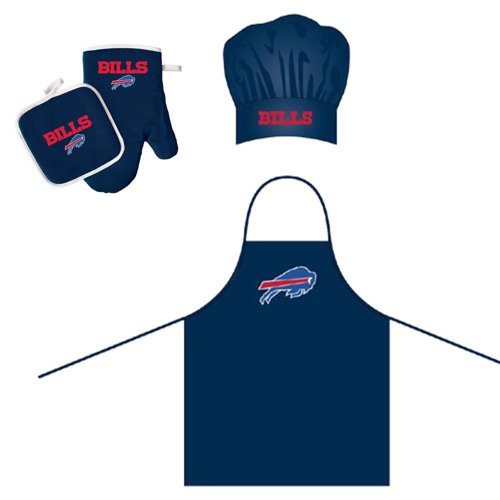 "Buffalo Bills NFL Barbeque Apron, Chef's Hat and Pot Holder Deluxe Set"