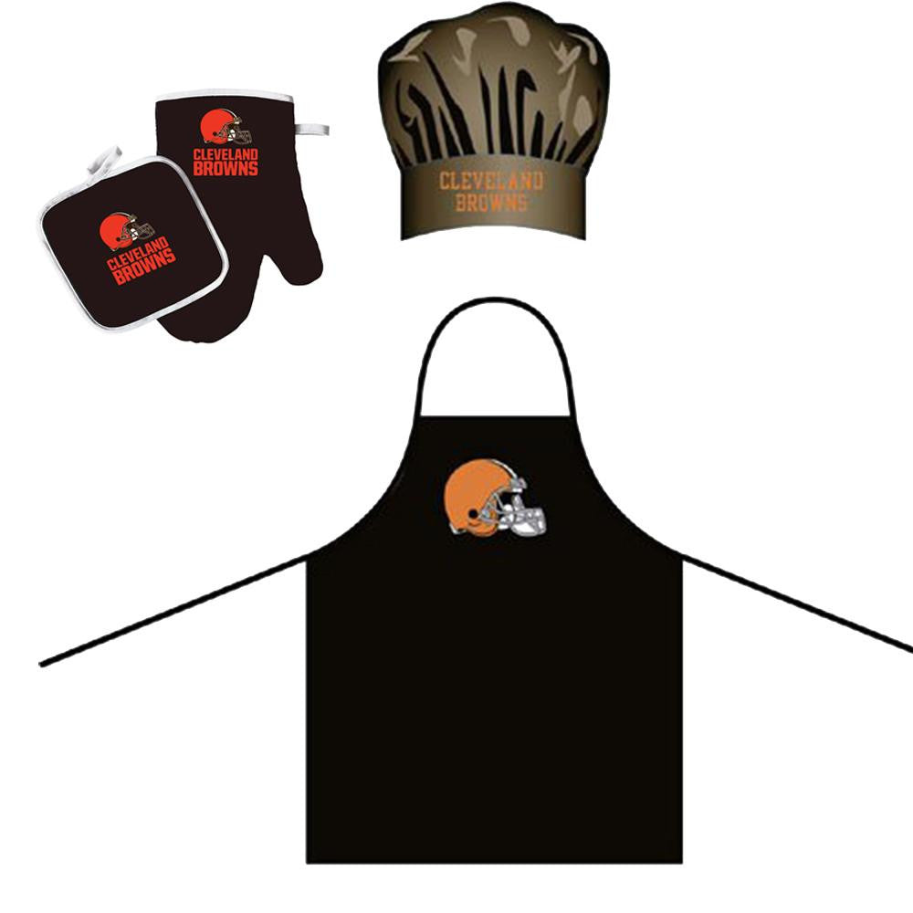 "Cleveland Browns NFL Barbeque Apron, Chef's Hat and Pot Holder Deluxe Set"