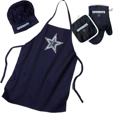 "Dallas Cowboys NFL Barbeque Apron, Chef's Hat and Pot Holder Deluxe Set"