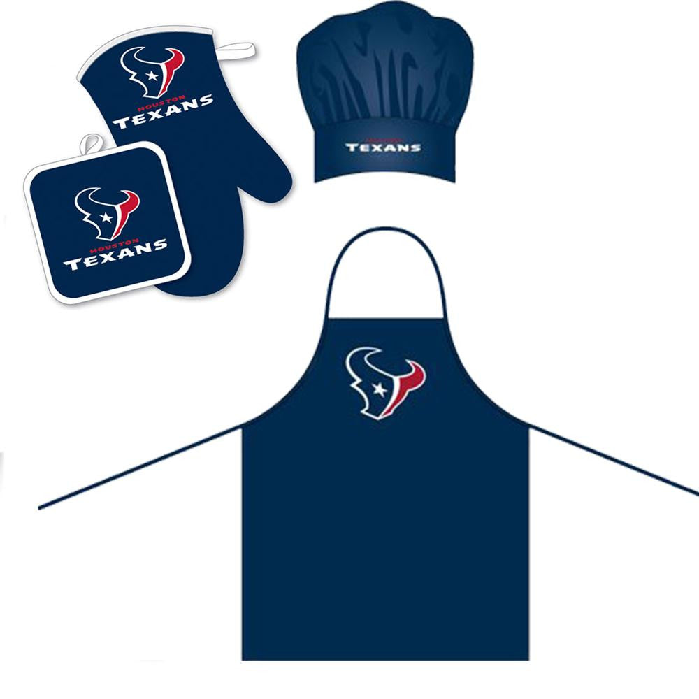 "Houston Texans NFL Barbeque Apron, Chef's Hat and Pot Holder Deluxe Set"