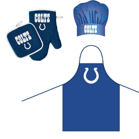 "Indianapolis Colts NFL Barbeque Apron, Chef's Hat and Pot Holder Deluxe Set"