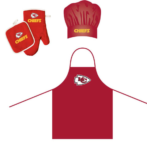 "Kansas City Chiefs NFL Barbeque Apron , Chef's Hat and Pot Holder Deluxe Set"