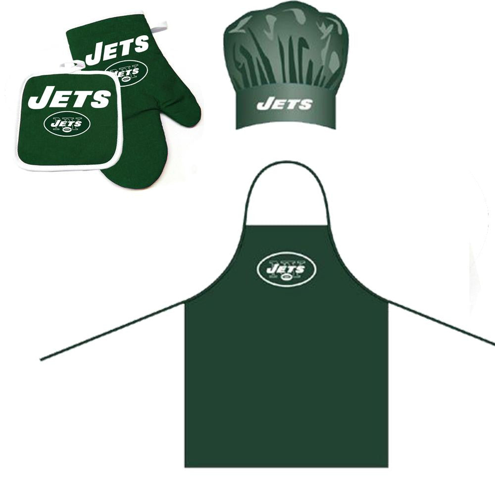 "New York Jets NFL Barbeque Apron, Chef's Hat and Pot Holder Deluxe Set"