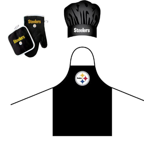 "Pittsburgh Steelers NFL Barbeque Apron, Chef's Hat and Pot Holder Deluxe Set"