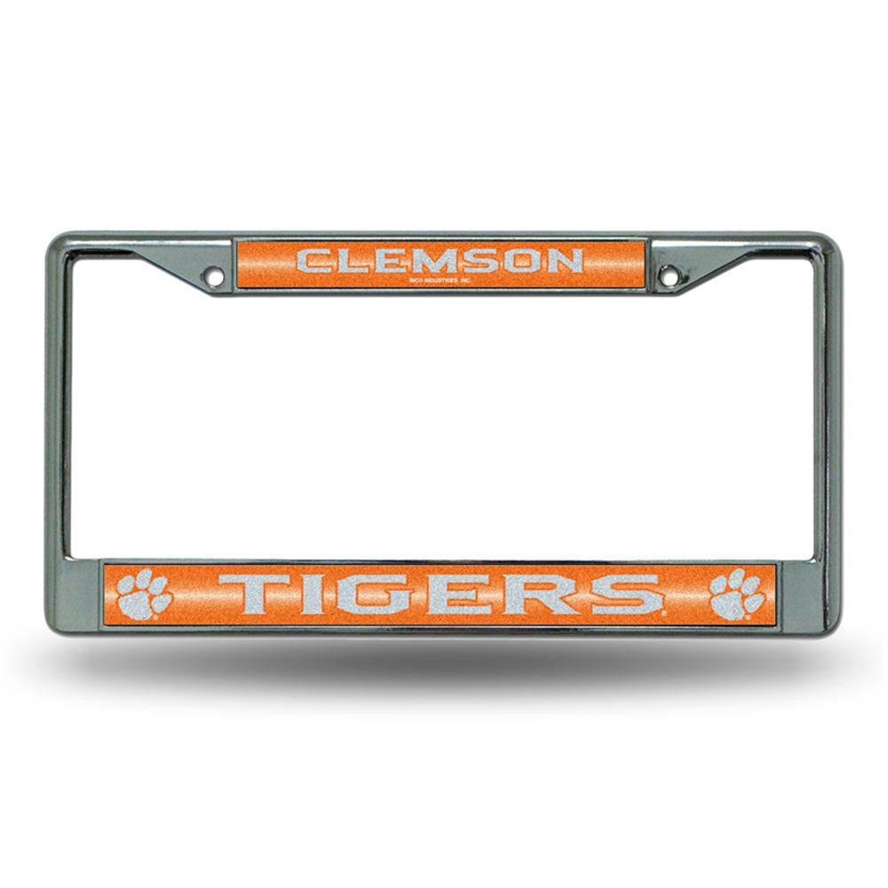 Clemson Tigers NCAA Bling Glitter Chrome License Plate Frame