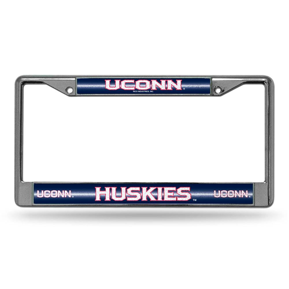 Connecticut Huskies NCAA Bling Glitter Chrome License Plate Frame