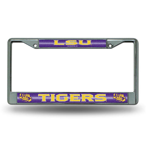 LSU Tigers NCAA Bling Glitter Chrome License Plate Frame