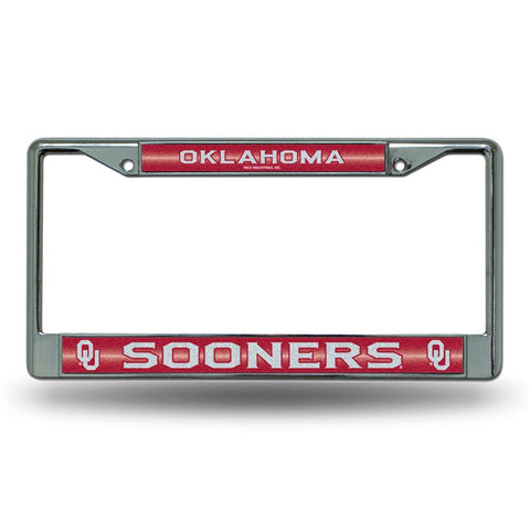 Oklahoma Sooners NCAA Bling Glitter Chrome License Plate Frame