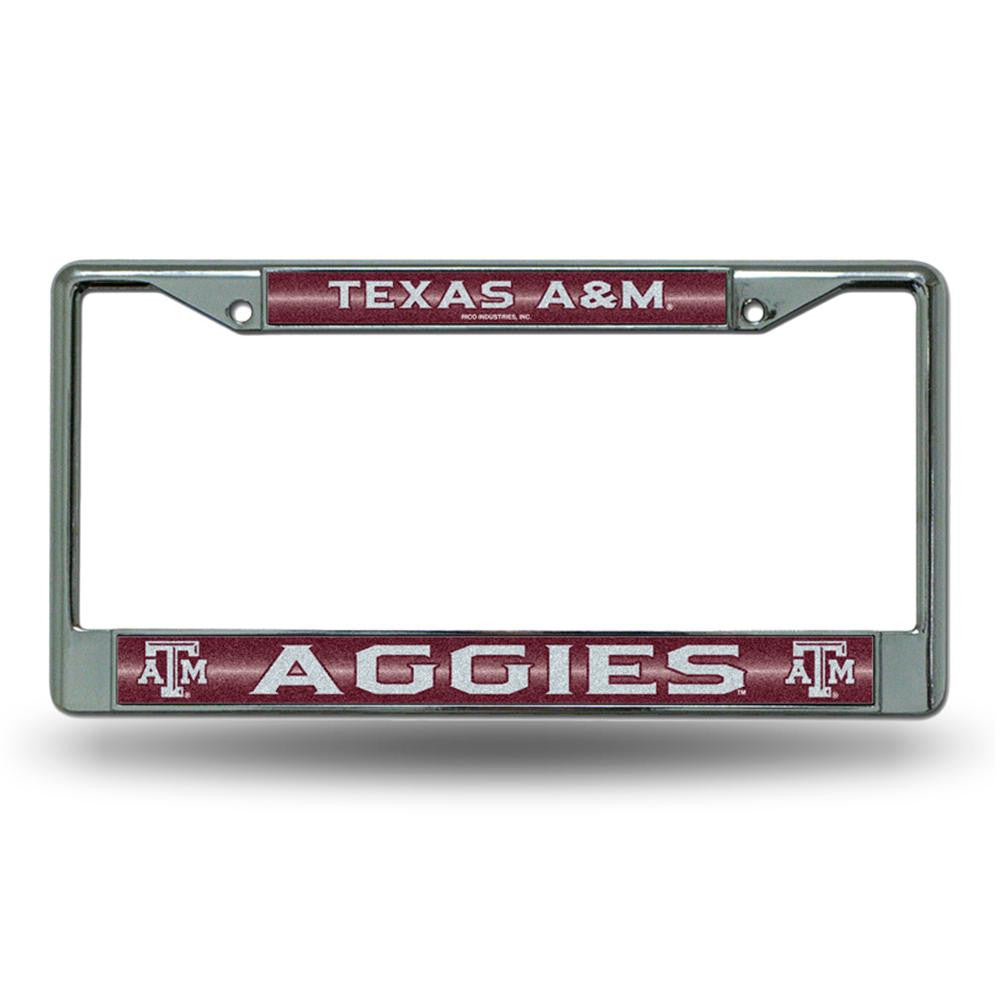 Texas A&M Aggies NCAA Bling Glitter Chrome License Plate Frame