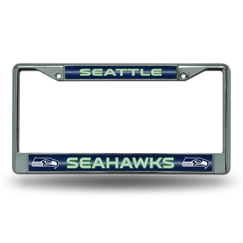 Seattle Seahawks NFL Bling Glitter Chrome License Plate Frame