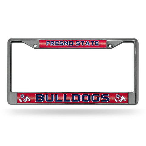 Fresno State Bulldogs NCAA Bling Glitter Chrome License Plate Frame