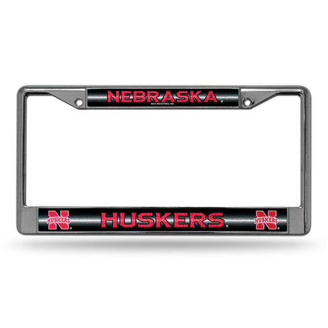 Nebraska Cornhuskers NCAA Bling Glitter Chrome License Plate Frame