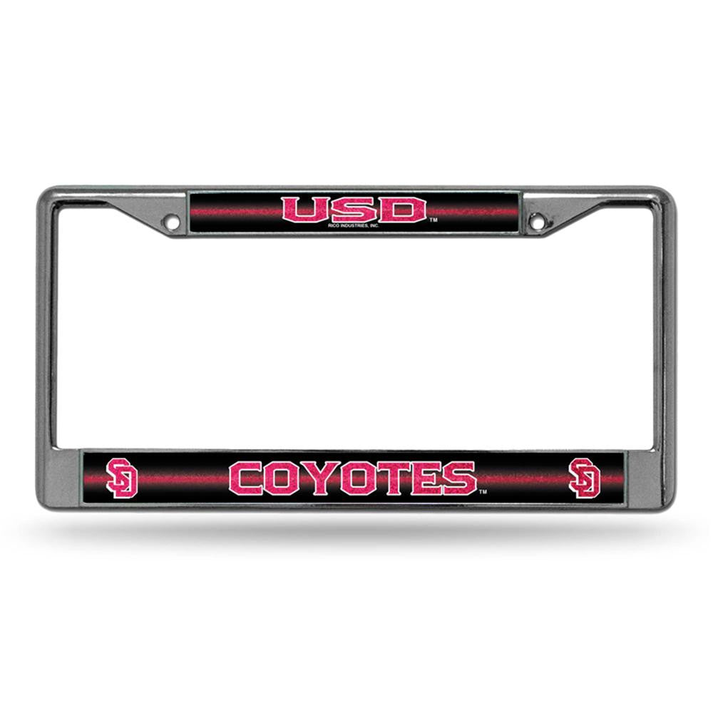 South Dakota Coyotes NCAA Bling Glitter Chrome License Plate Frame