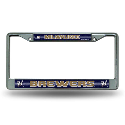 Milwaukee Brewers MLB Bling Glitter Chrome License Plate Frame