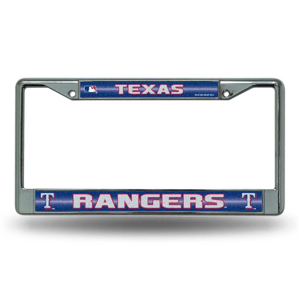 Texas Rangers MLB Bling Glitter Chrome License Plate Frame