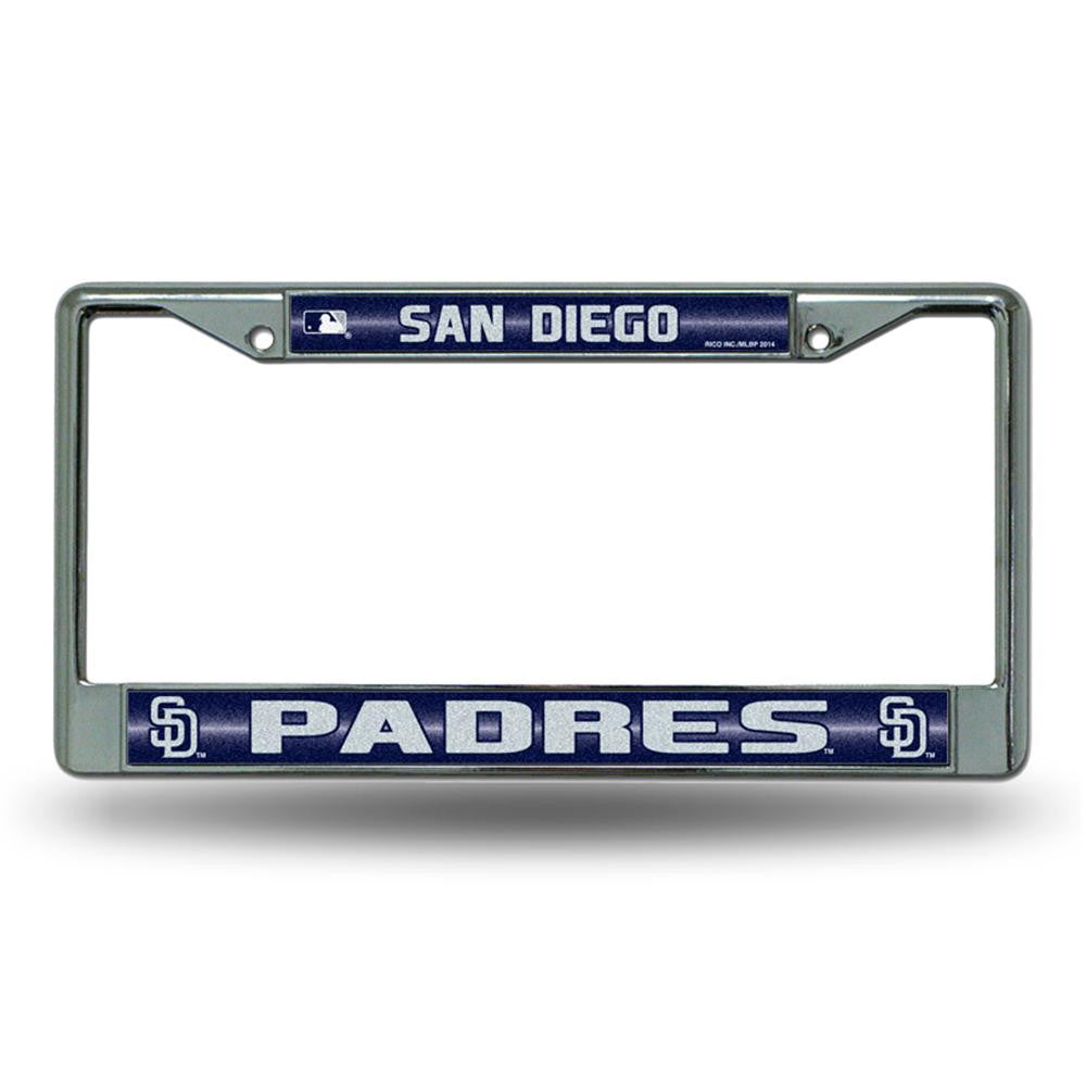 San Diego Padres MLB Bling Glitter Chrome License Plate Frame