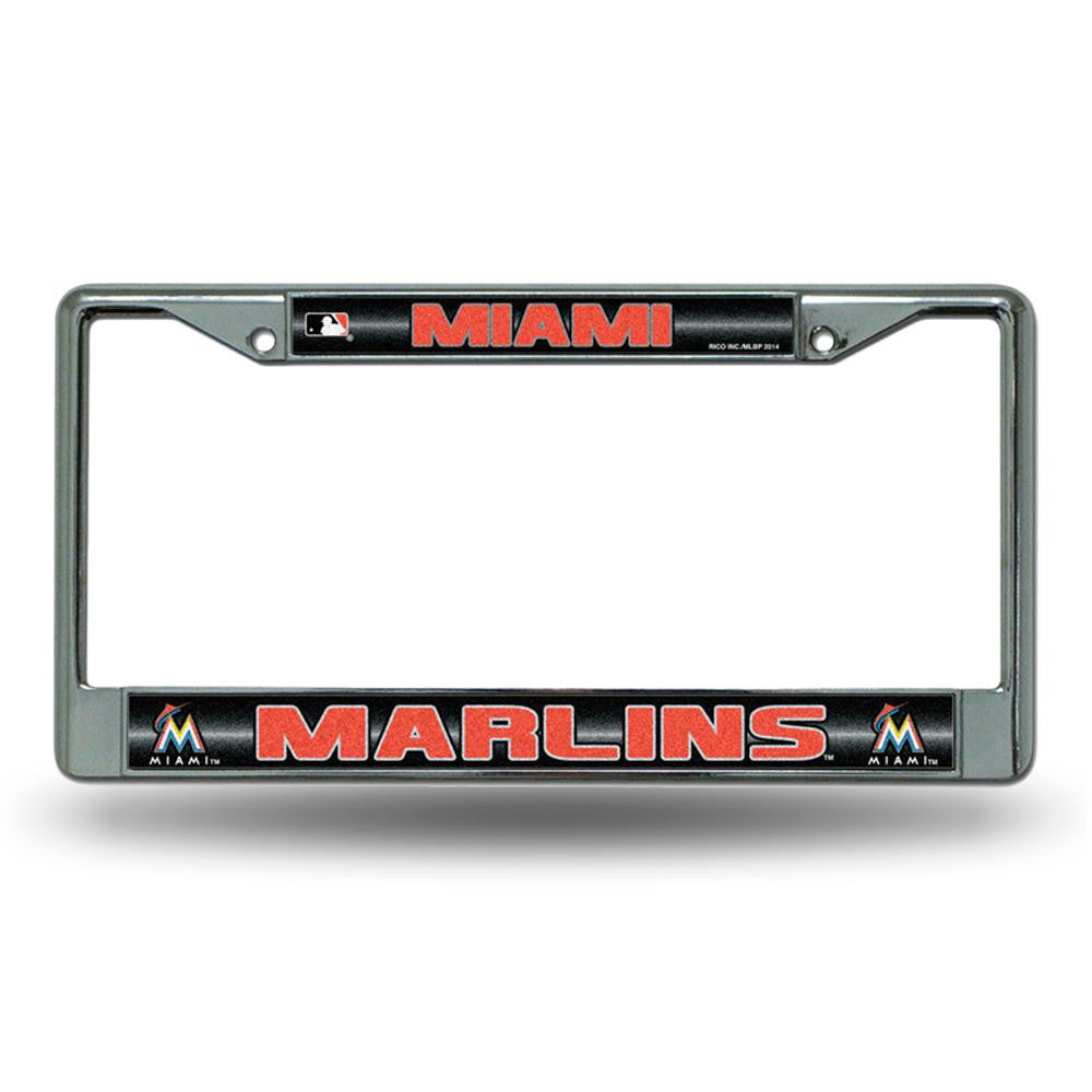 Miami Marlins MLB Bling Glitter Chrome License Plate Frame