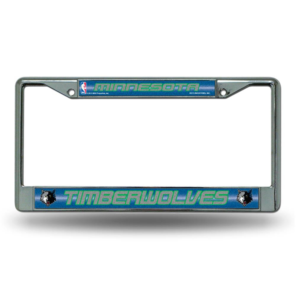 Minnesota Timberwolves NBA Bling Glitter Chrome License Plate Frame