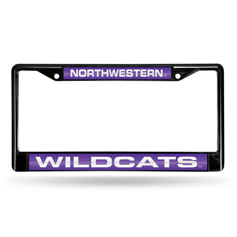 Northwestern Wildcats NCAA Black Chrome Laser Cut License Plate Frame