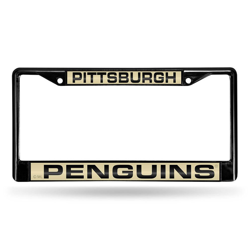 Pittsburgh Penguins NHL Laser Cut Black License Plate Frame