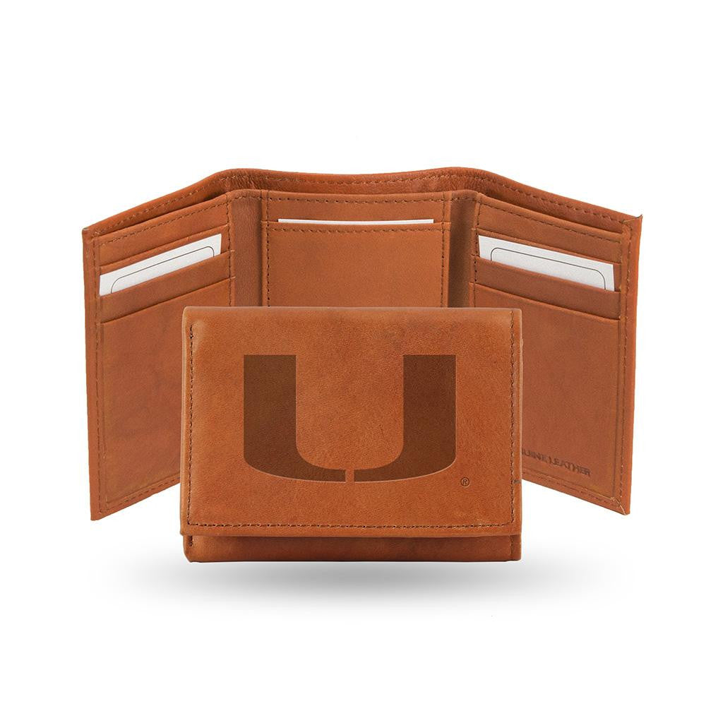 Miami Hurricanes  Tri-Fold Wallet (Pecan Cowhide)