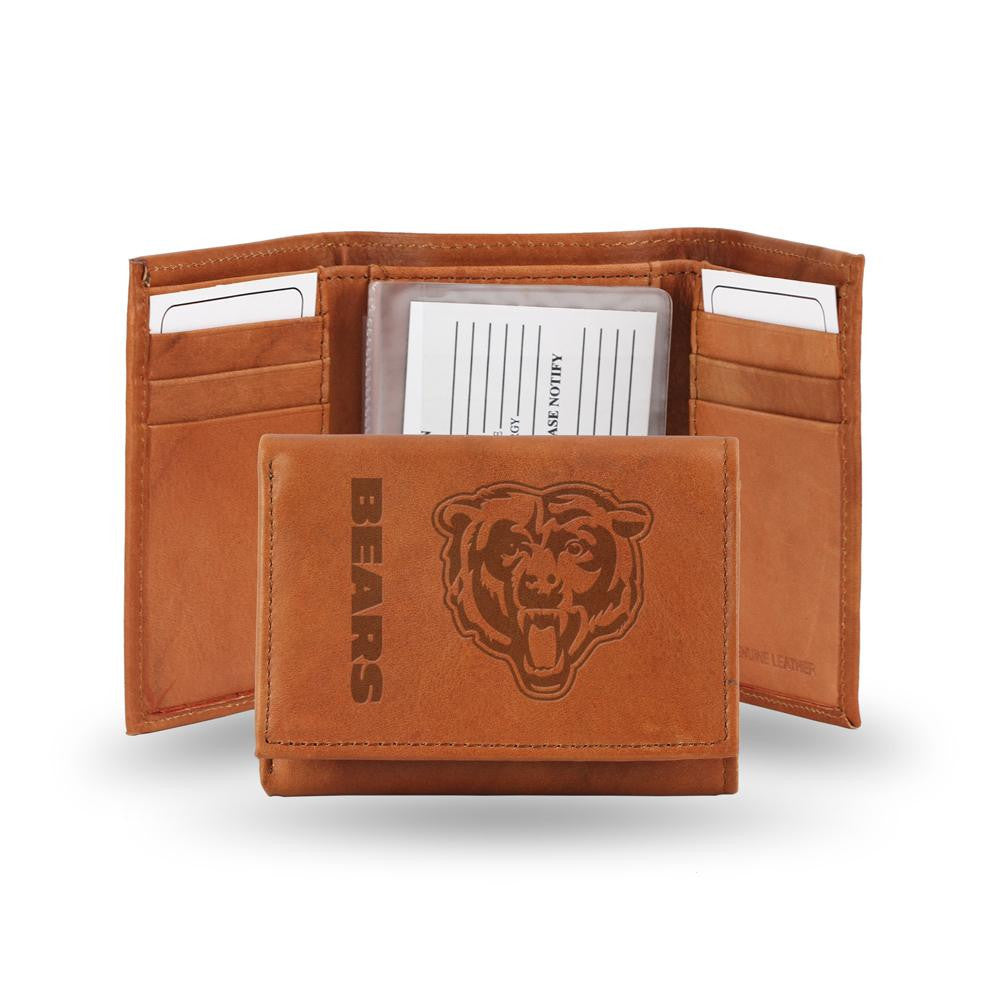 Chicago Bears NFL Tri-Fold Wallet (Pecan Cowhide)