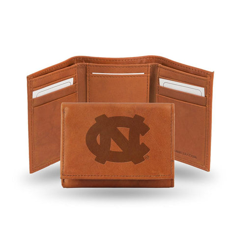 North Carolina Tar Heels  Tri-Fold Wallet (Pecan Cowhide)