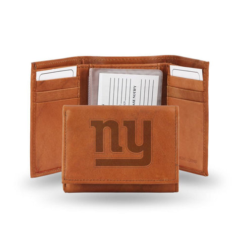 New York Giants NFL Tri-Fold Wallet (Pecan Cowhide)