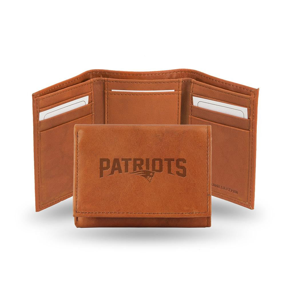 New England Patriots  Tri-Fold Wallet (Pecan Cowhide)